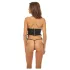 Bombshell - conjunto fetiche cropp, corpete e tanga leopardo - preto