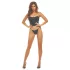 Bombshell - conjunto fetiche cropp, corpete e tanga leopardo - preto