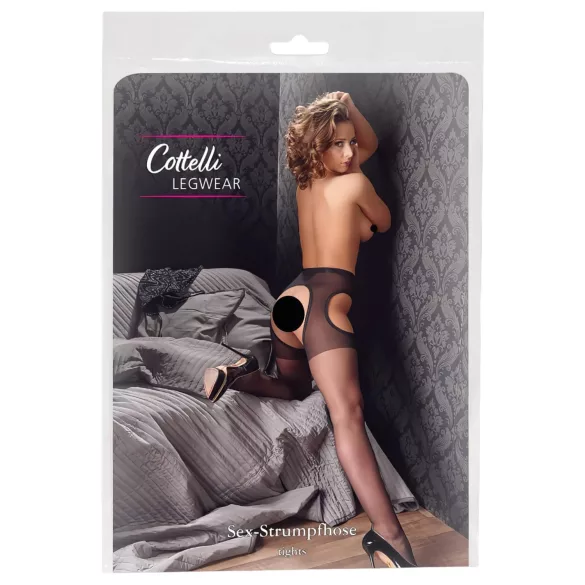Cottelli - Meia arrastão erótica - preta - L/XL