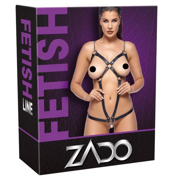ZADO - body de couro com correntes - preto (S-L)
