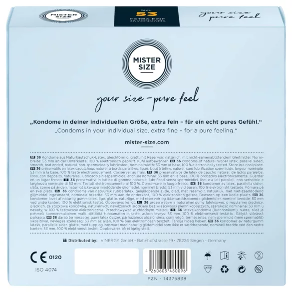 Mister Size - preservativo fino - 53mm - caixa com 36 unidades