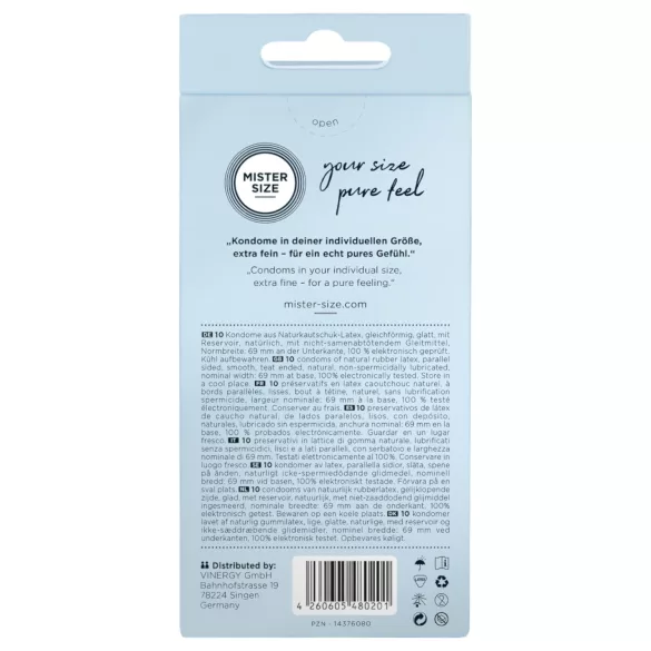Mister Size - preservativo fino - 69mm - caixa com 10 unidades