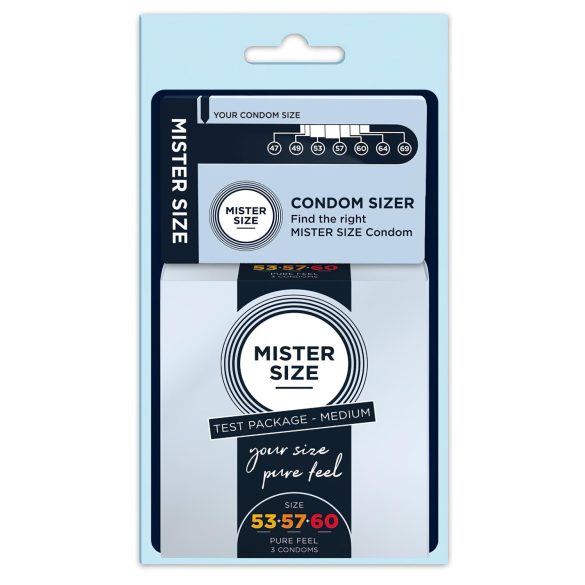 Pacote de Teste Mister Size Preservativos com Medidor de Pênis - 3 Unidades