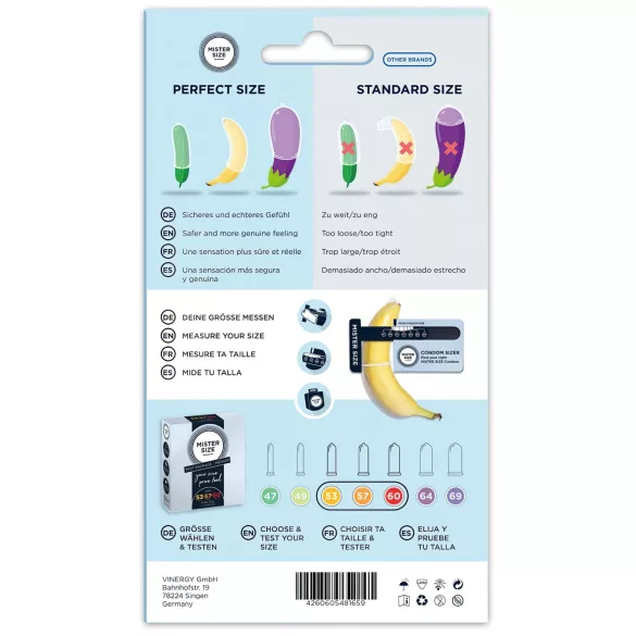 Mister Size - Preservativo teste com medidor de pênis - 3 unidades