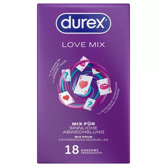 Durex Love Mix - preservativos sortidos - pacote com 18 unidades