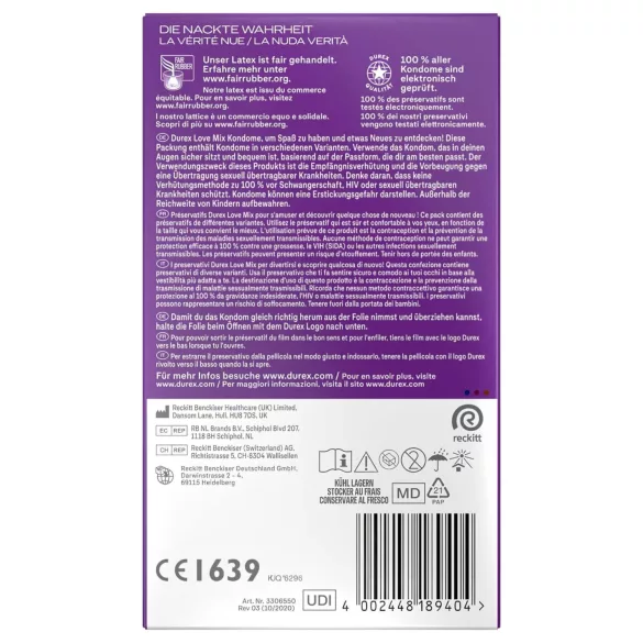 Durex Love Mix - preservativos sortidos - pacote com 18 unidades