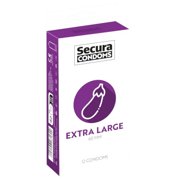 Secura Berinjela - Preservativo extra grande 60mm (12 unidades)