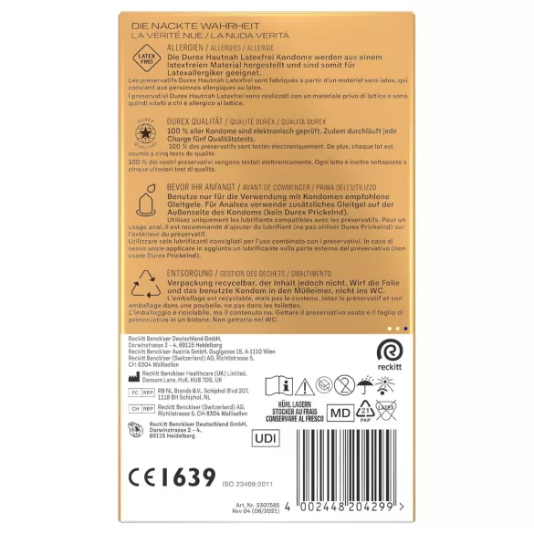 Durex Hautnah - preservativo sem látex - 10 unidades