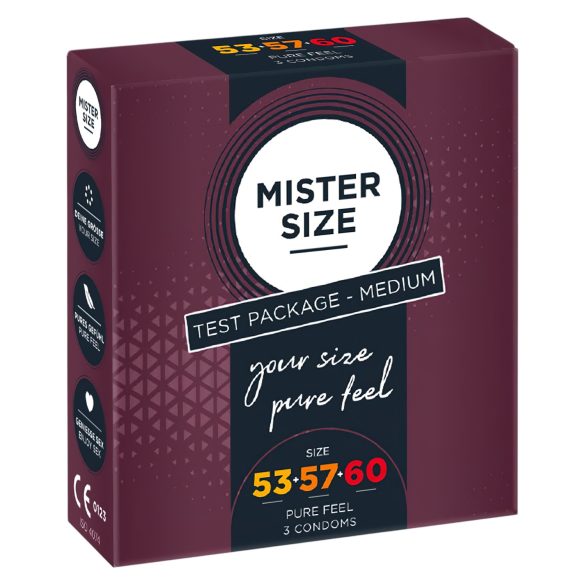 Pacote de Teste Mister Size Preservativos - 3 Unidades
