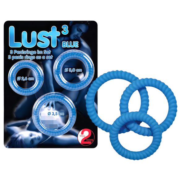 You2Toys - Trio de Anéis Penianos Lust - Azul