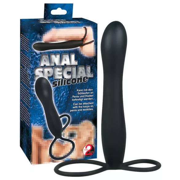 You2Toys - Dildo anal especial com anel peniano - silicone preto