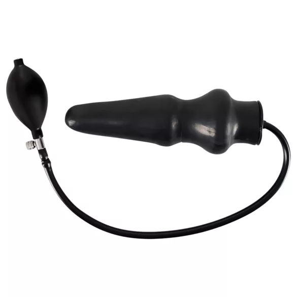 Latex plug anal grande insuflável (preto)
