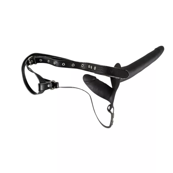 You2Toys - Cinta com dildo duplo em silicone preto