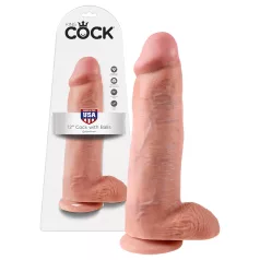   King Cock - dildo realístico grande com escroto - 30 cm - cor natural