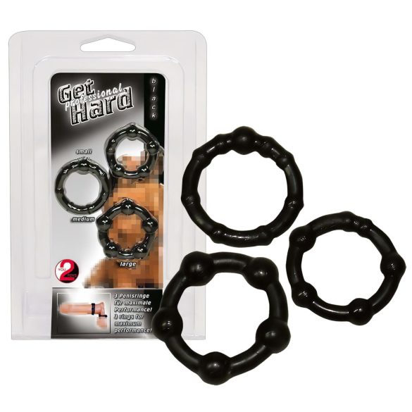 You2Toys - Fique Firme! kit de anéis penianos - preto (3 peças)