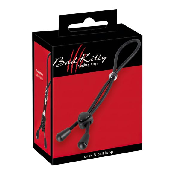 Bad Kitty - anel de silicone para pénis e testículos (preto)