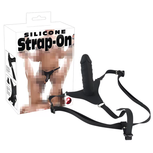 You2Toys - cintaralho com dildo em silicone - preto