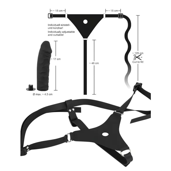 You2Toys - cintaralho com dildo em silicone - preto