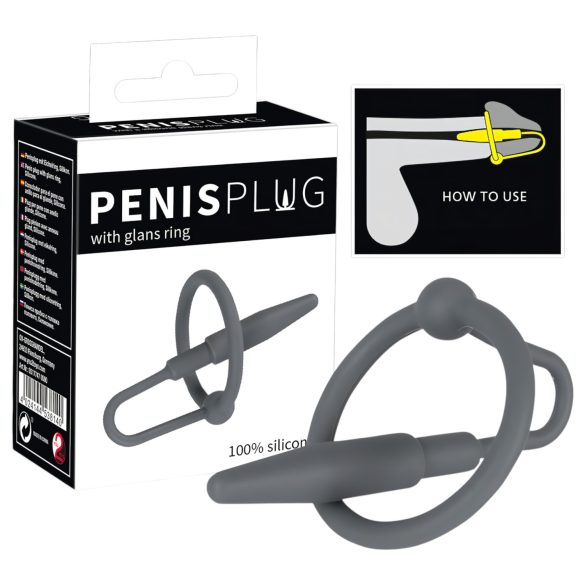 Plugue Peniano - Anel de Silicone com Cone Uretral (Cinza)
