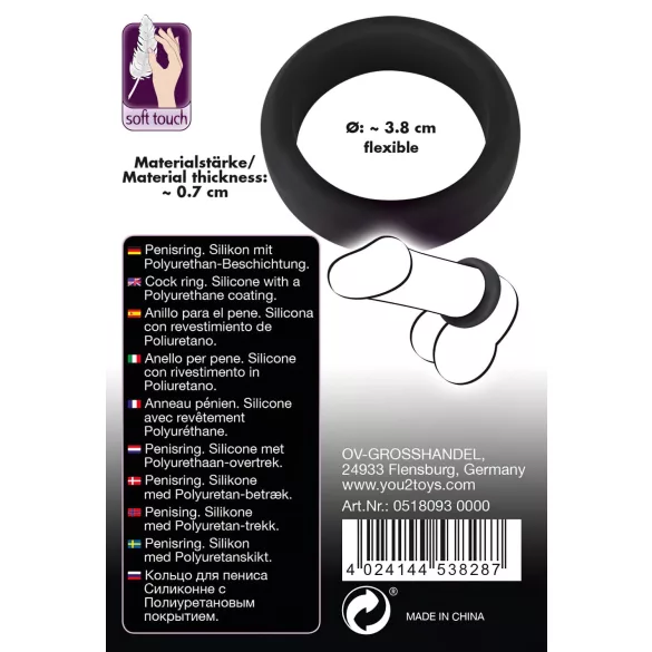 Black Velvets - anel peniano grosso 3,8cm - silicone preto