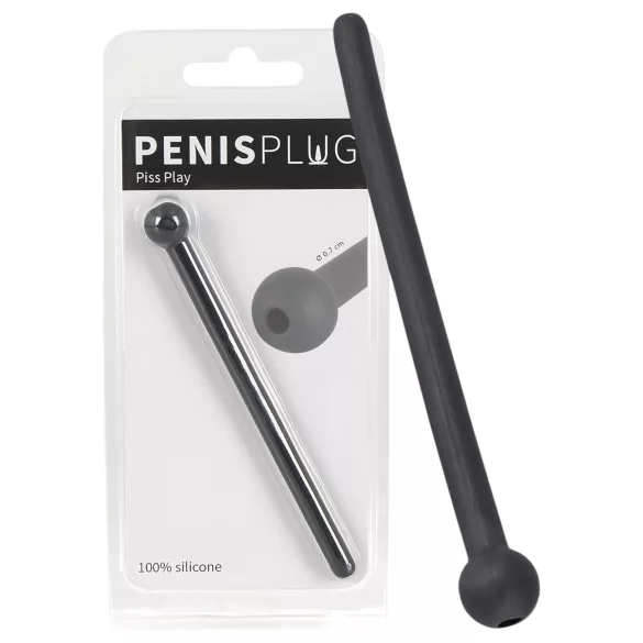 Piss Play - dilatador uretral oco - silicone preto
