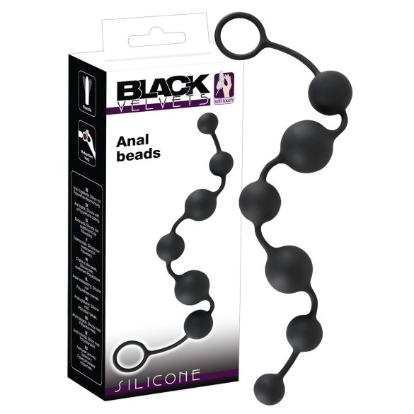 Veludo Preto - Dildo Anal com 6 Pérolas (preto)