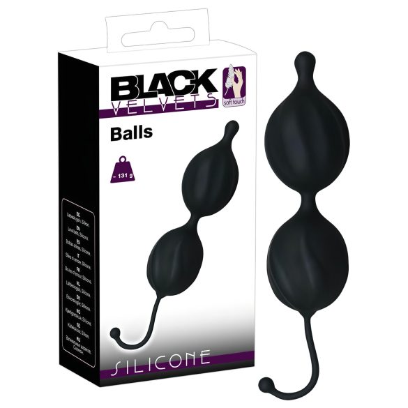 Duo de Bolas de Veludo Preto Ondulado