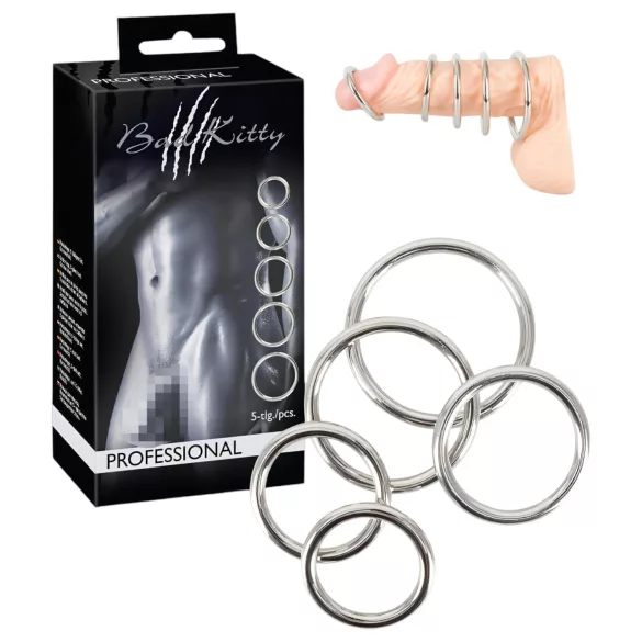 Bad Kitty - anel peniano metálico - kit com 5 peças