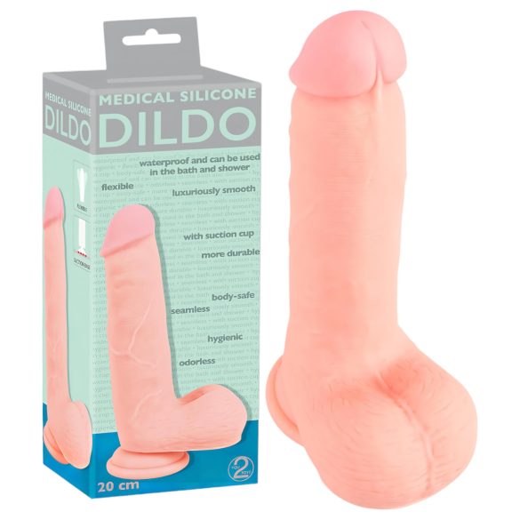Médico - Dildo de Silicone Médico Reto (20 cm) - Natural