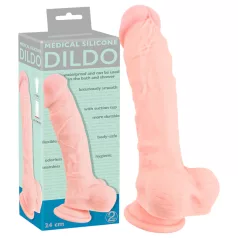   Medical - dildo realístico de silicone médico 24cm - cor natural