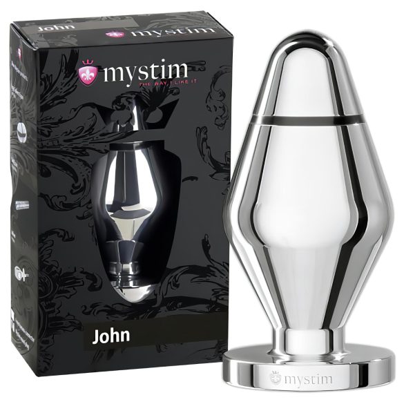 mystim Little John - plug anal elétrico - prata (grande)