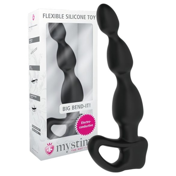 mystim Big Bend-it! - Dildo Anal Eletro com Esferas (Preto)