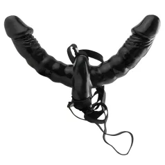 Fetish - vibrador duplo com cinta - silicone preto
