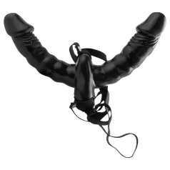 Pipedream - Vibrador duplo com arnês (preto) - Fetish