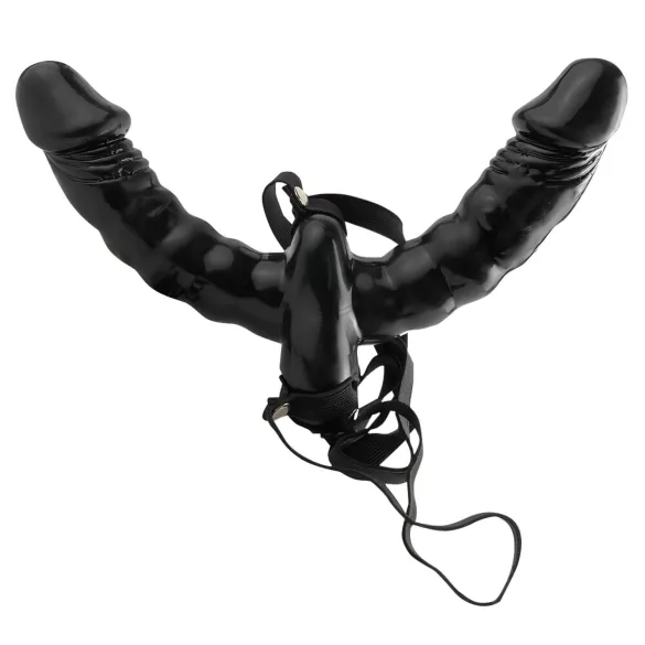 Fetish - vibrador duplo com cinta - silicone preto