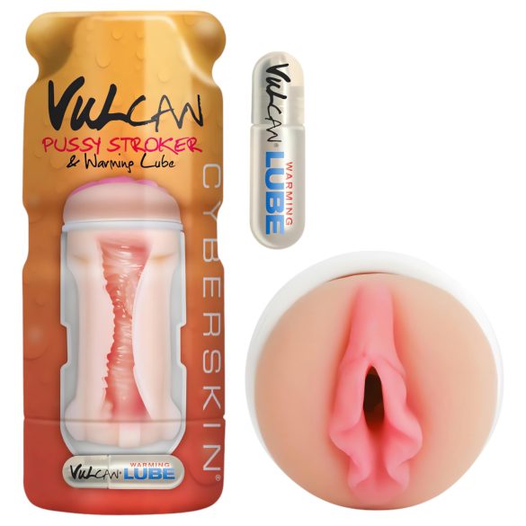 Vulcan Stroker - Vagina Realista + Lubrificante Aquecedor (Natural)