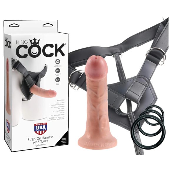 King Cock Strap-on 6 - Dildo com Arnês - Natural