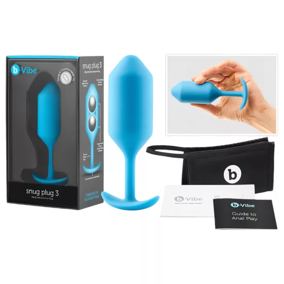 b-vibe - plug anal duplo com bolas 180g - azul