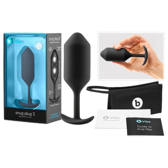 b-vibe Snug Plug 3 - Plug Anal Duplo (180g) - Preto