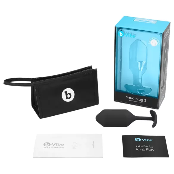 b-vibe - plug anal dupla bola 180g - silicone preto