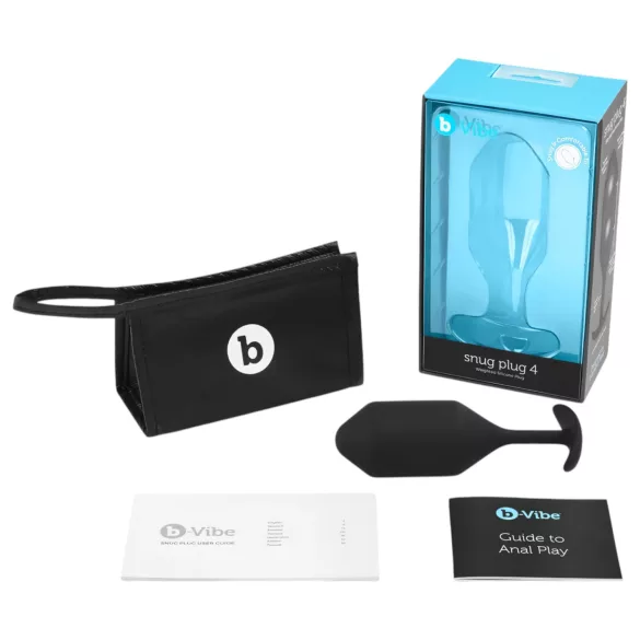 b-vibe - plug anal com bolas duplas - 257g - silicone preto