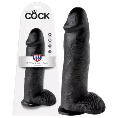 King Cock - dildo realístico com escroto - 30 cm - preto