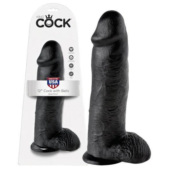 King Cock 12" Hércules Grande Dildo (30 cm) - Preto