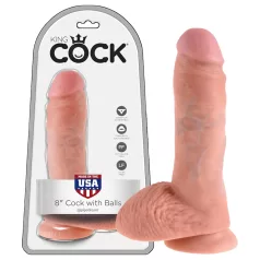 King Cock - dildo realístico com escroto - 20 cm - cor pele