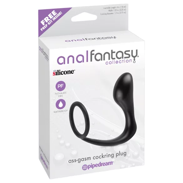 analfantasy - plug anal com anel peniano - silicone preto