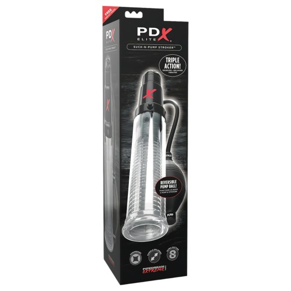 PDX Elite - 2 em 1 - Bomba Peniana e Masturbador (transparente)