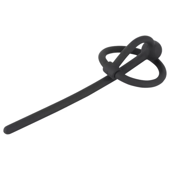Penisplug - anel peniano com dilatador uretral oco - silicone preto