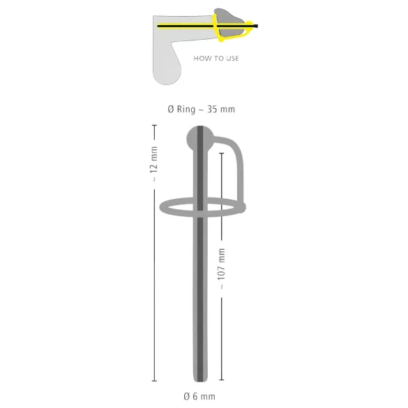 Penisplug - anel peniano com dilatador uretral oco - silicone preto