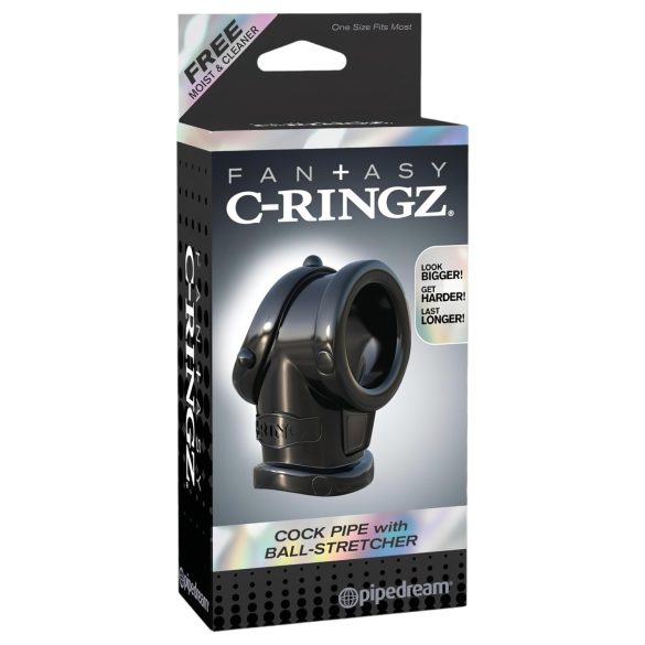 Anel Extensor Fantasy Cock Pipe - Pênis e Testículos (preto)