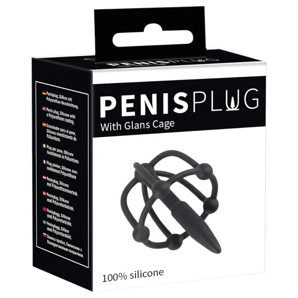 Plug Peniano - Gaiola de Silicone com Cone (Preto)